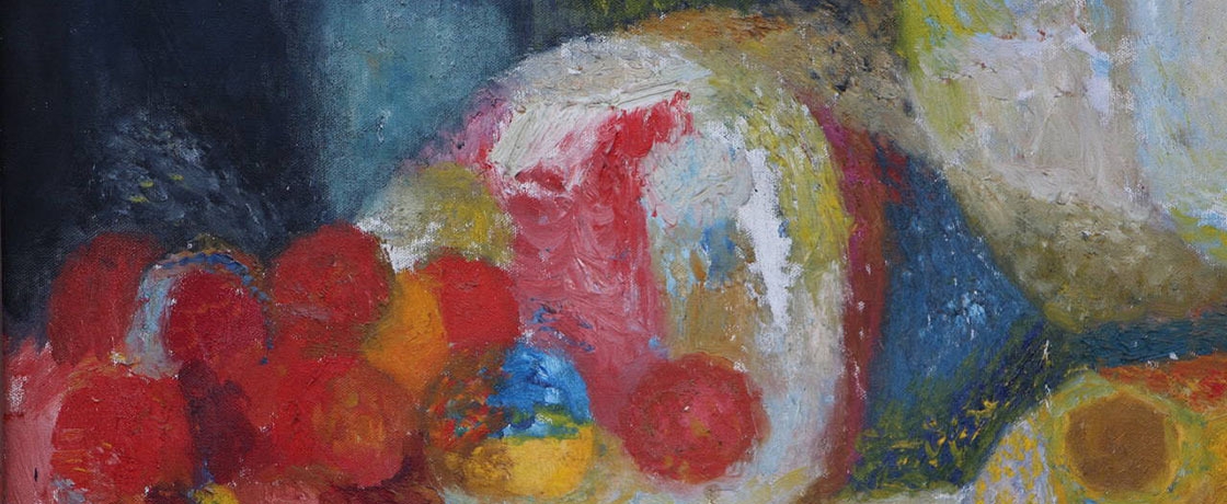 a detail view of the painting "Abstract Still Life" by the artist Edward Giobbi